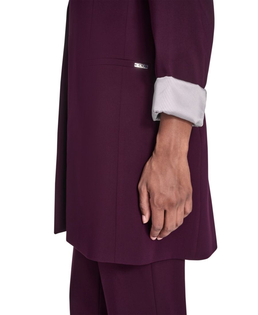 Куртка Petite Lux с открытой передней частью, рукавами 3/4 и отворотами Calvin Klein, Aubergine — фото 4