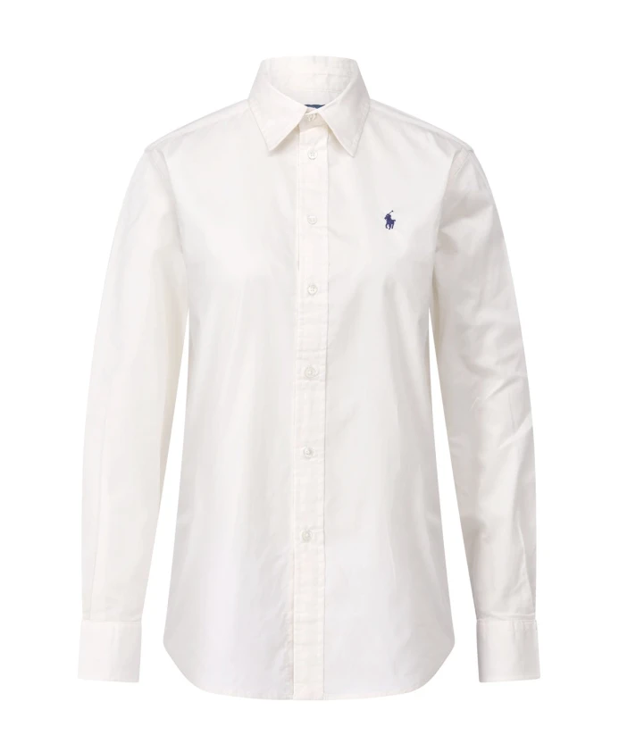 

Классическая хлопковая блузка с вышитым логотипом. Polo Ralph Lauren, белый
