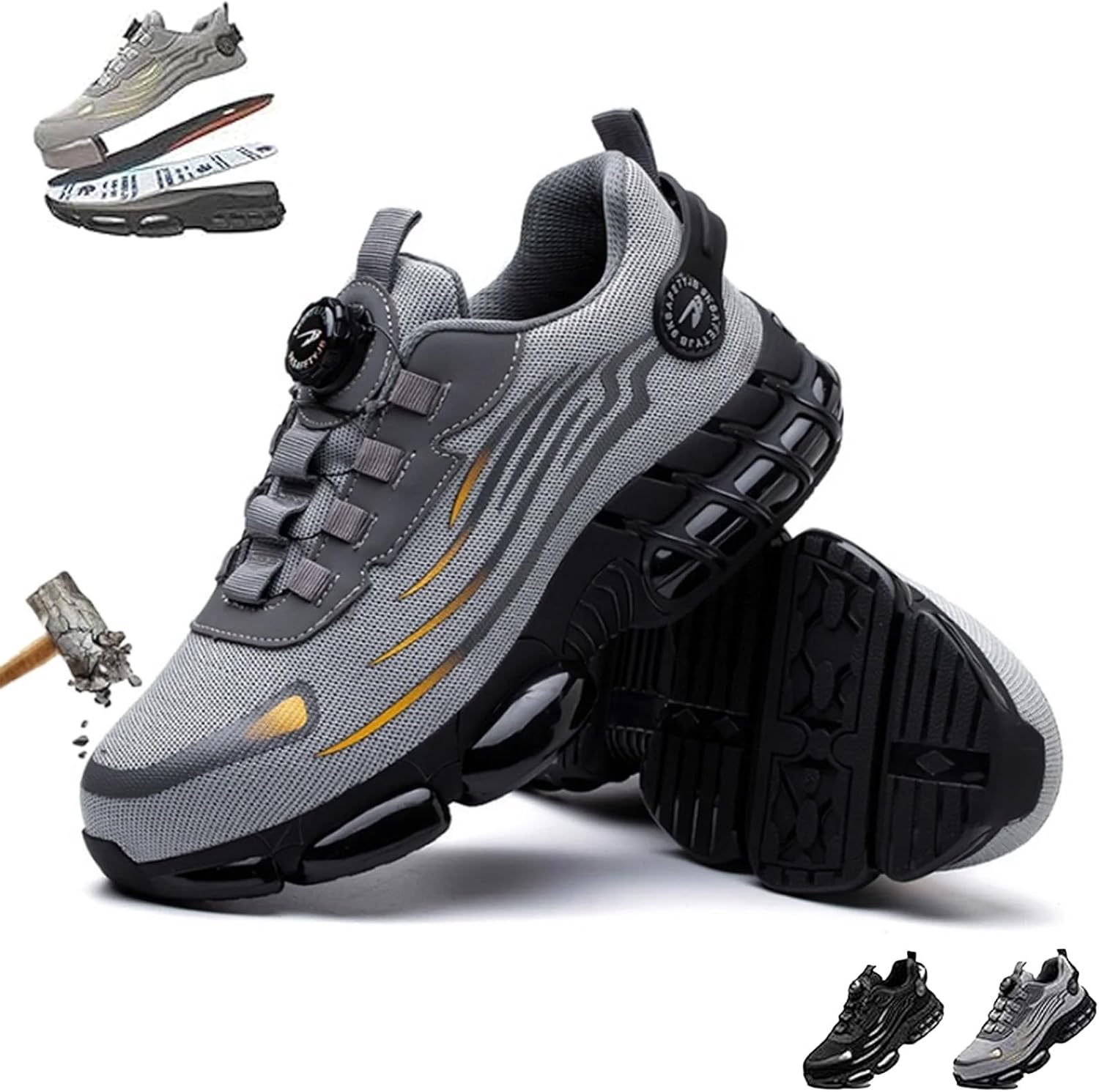 

Мужские защитные ботинки с стальным носком, легкие кроссовки, удобные проколоустойчивые ботинки Ghtrhsb, серый