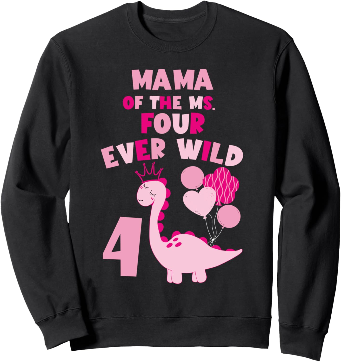

Толстовка для вечеринки в честь 4-летия Мама четырех диких динозавров Family Look Pink Dinosaurs Theme Decoration Gifts, черный