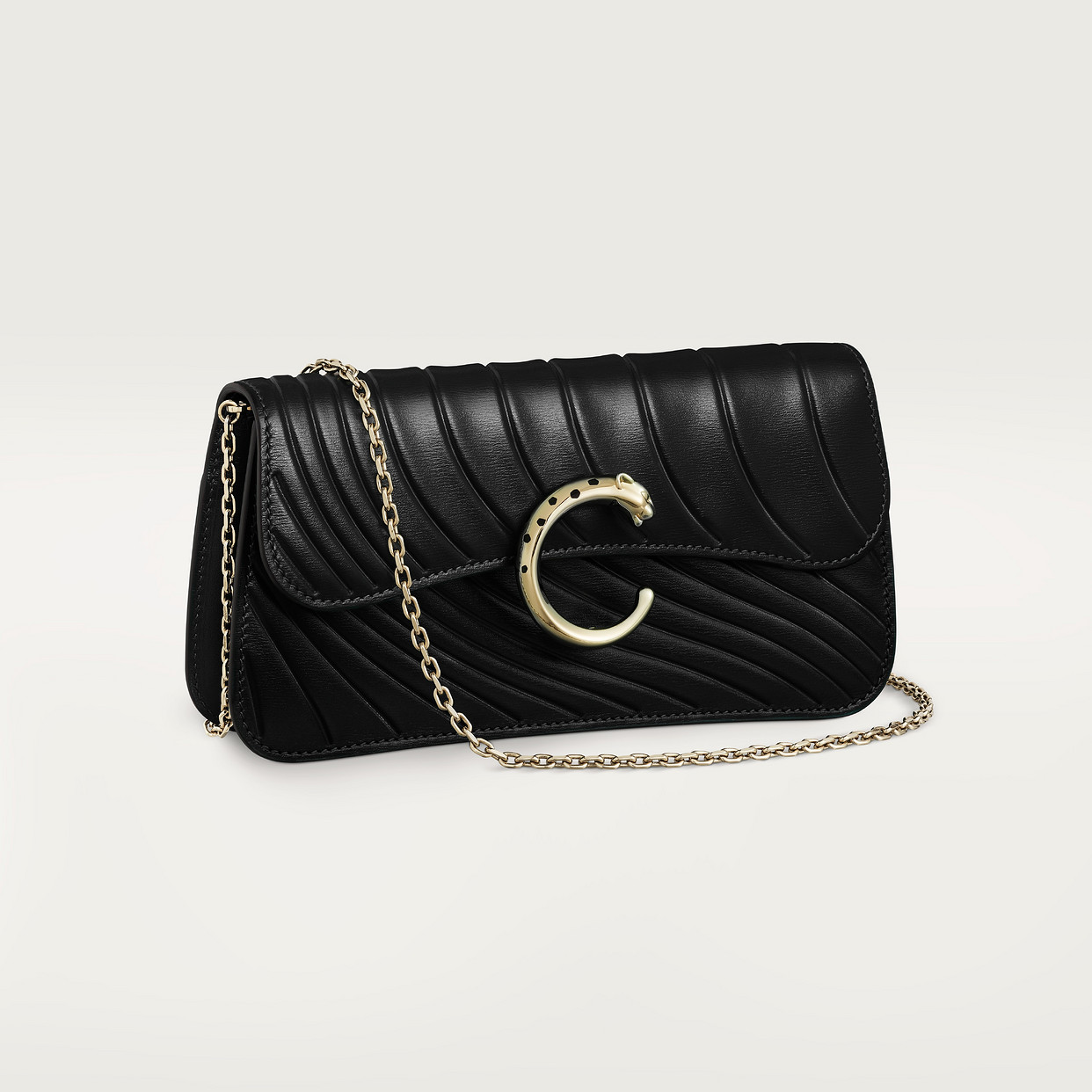

Вечерняя сумка Cartier Sac chaine mini modèle, Panthère C de Cartier, черная телячья кожа