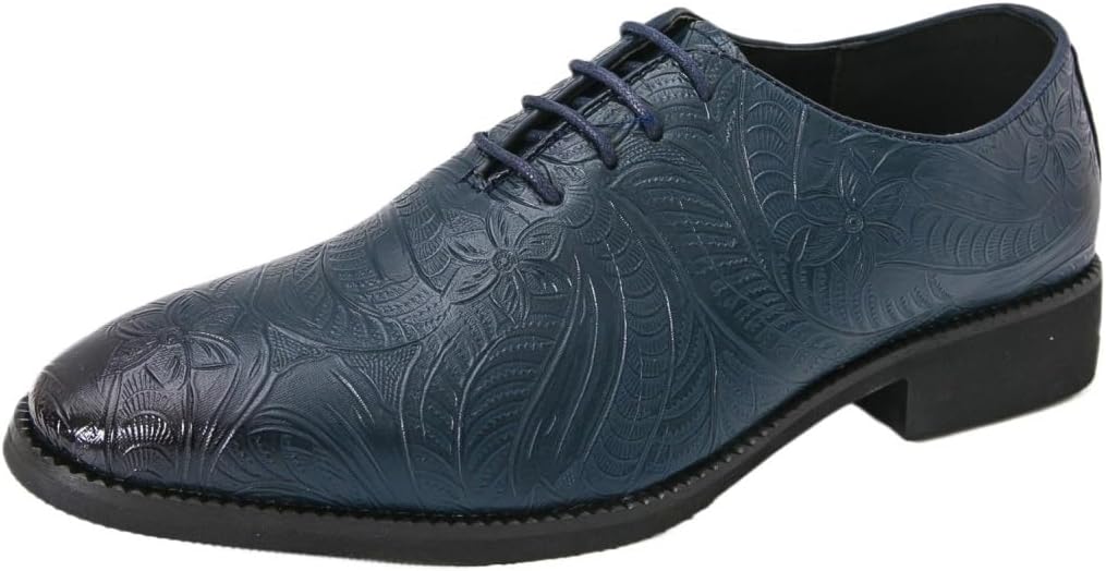 

Мужские кожаные туфли, повседневные деловые кожаные оксфорды дерби, на шнуровке или без, с принтованным верхом, для вождения, комфортные, для вечеринок и свадеб Zestrelax, синий