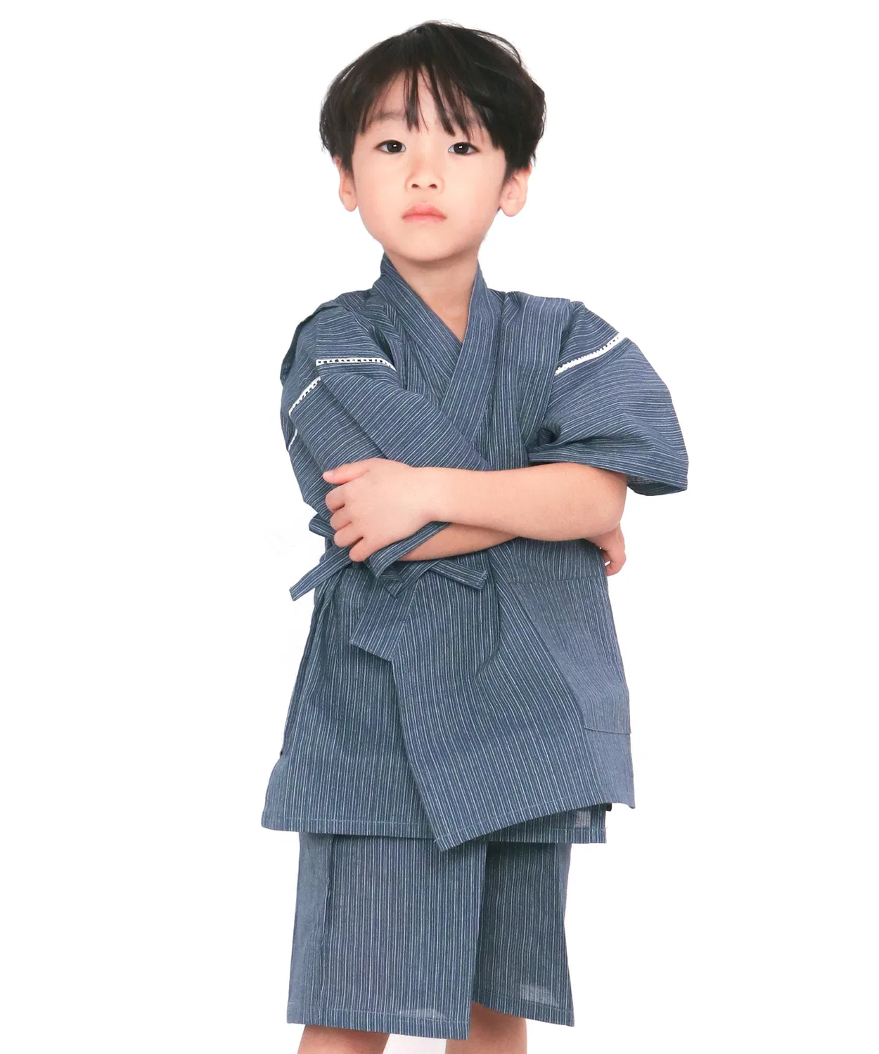 Детское кимоно jinbei из ткани сидзира, бренд KYOETSU, сакс-блю