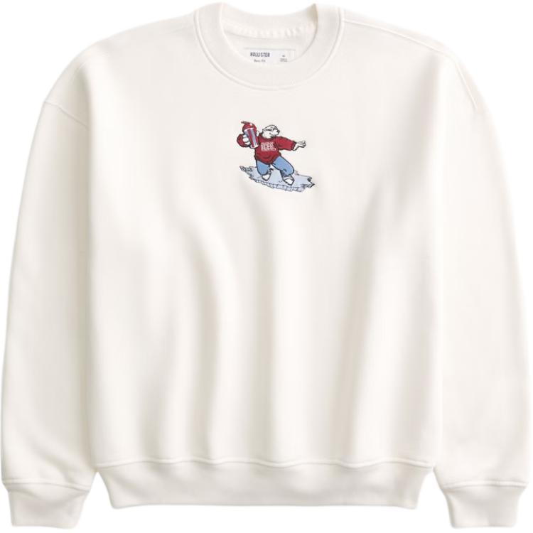 

Hollister/ Мужская белая толстовка с круглым вырезом, средней толщины