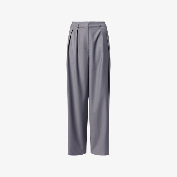 

Брюки The Frankie Shop плиссированные широкие из шерстяной смеси, серый