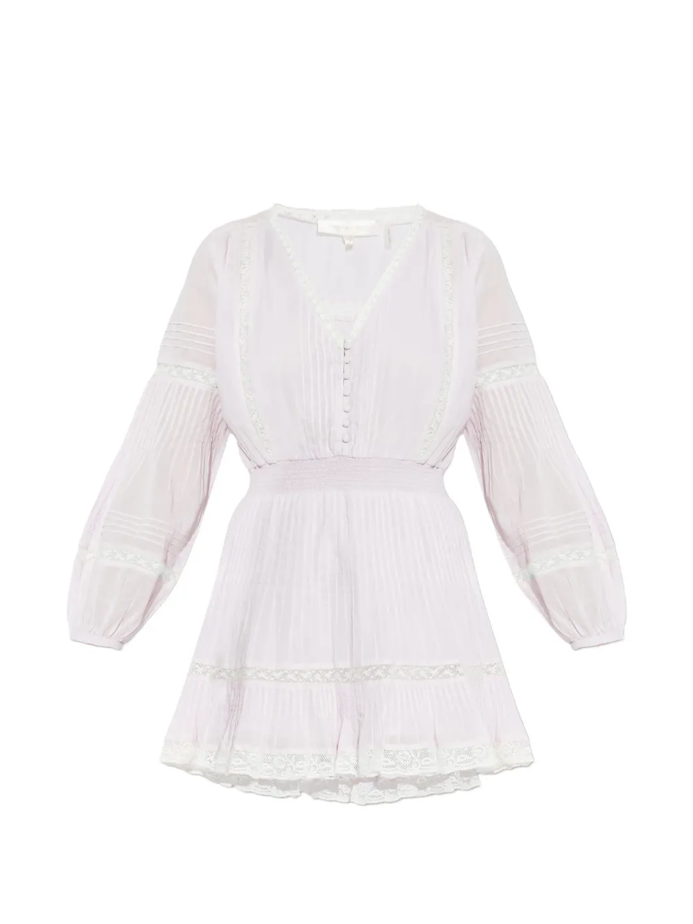 

Плиссированное мини-платье Winfrey с кружевной отделкой Loveshackfancy, розовый