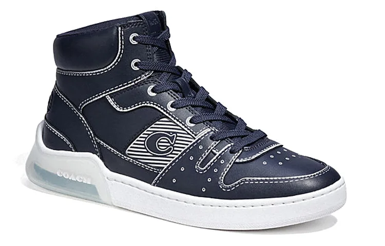 COACH Кожаные высокие скейтерские кроссовки CitySole для мужчин, темно-синие — фото 3