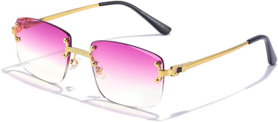 

Панк-очки, маленькие прямоугольные, для мужчин и женщин, дизайнерские, без оправы, с градиентными линзами, металлические, солнцезащитные очки для мужчин, UV400 MTZJH, C21 Gold Redpeucle