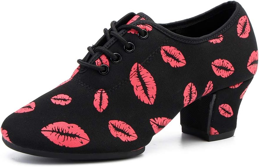 

Танцевальные туфли SWDZM для мужчин и женщин для бальных танцев с шнуровкой, современные латинские, для сальсы, для выступлений и репетиций, мультиколор