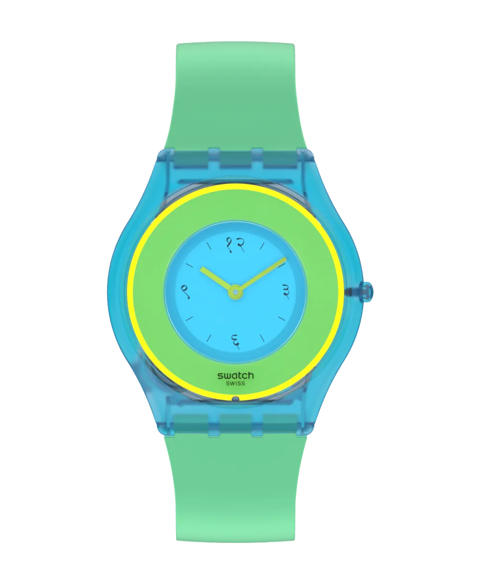 

Часы Hara green 01 с зеленым силиконовым ремешком Swatch, зеленый