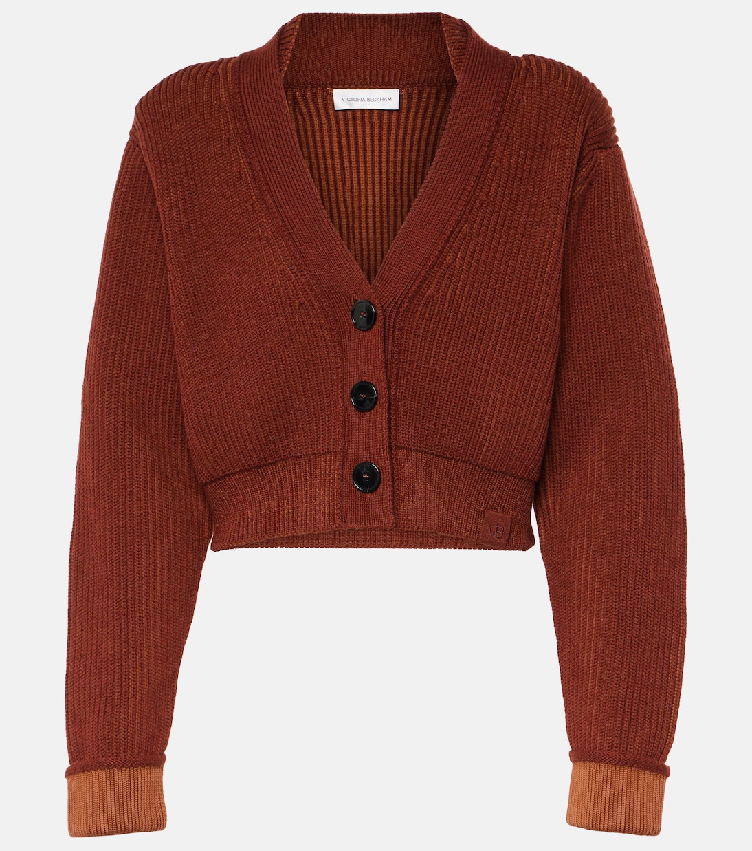 

Укороченный кардиган из смесовой шерсти Victoria Beckham, Russet