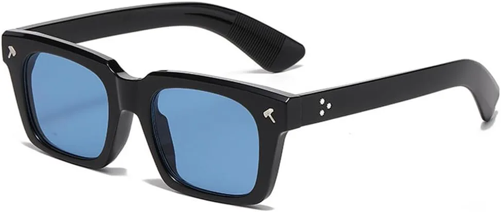 

Винтажные мужские солнцезащитные очки, модные желто-синие оттенки, защита от ультрафиолета UV400, женские трендовые очки с заклепками, панк-стиль TKKTLLT, Black Blue