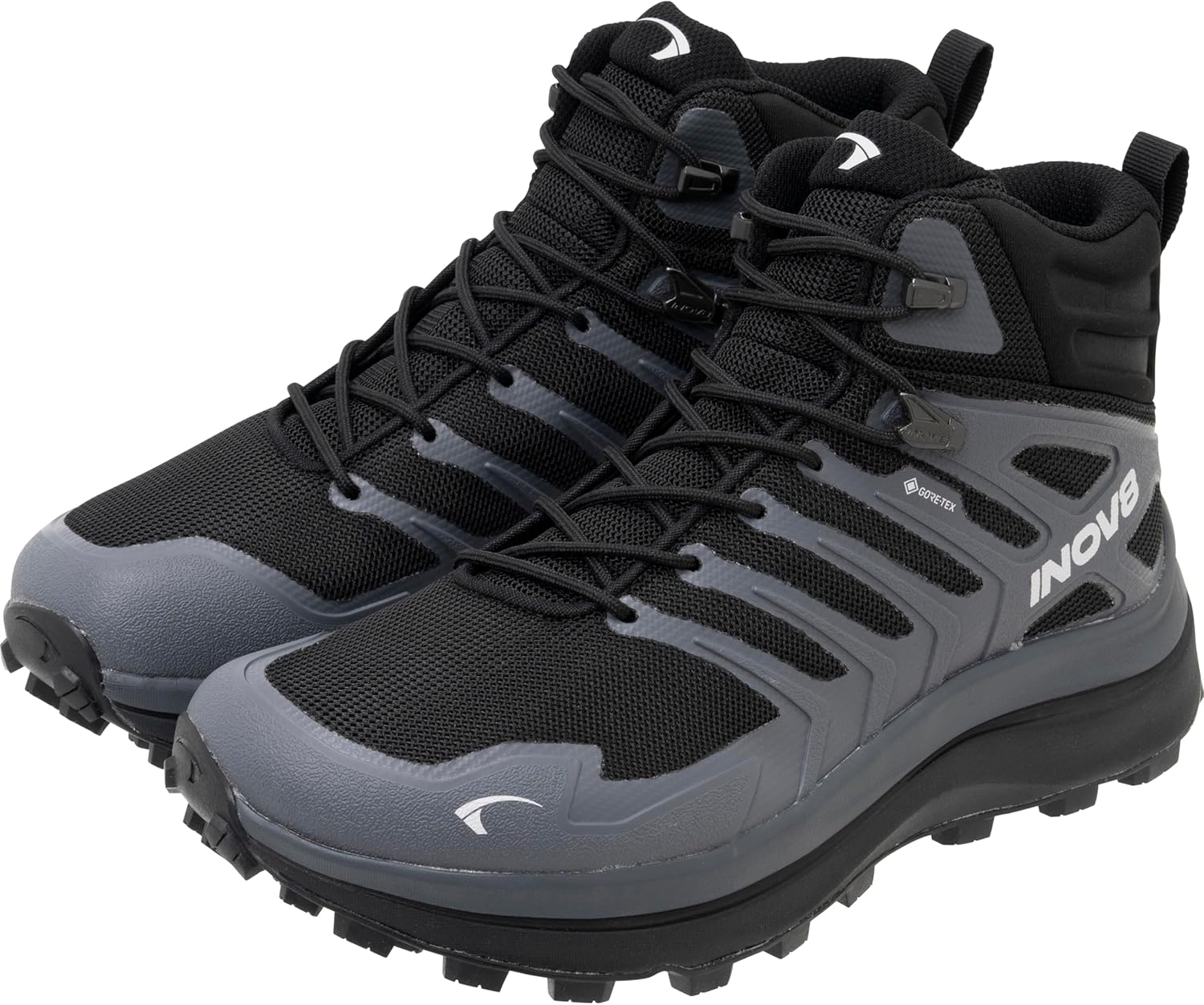 

Походные ботинки INOV8 Roclite MAX MID GTX MS, водонепроницаемые Gore-TEX, средней высоты, черный/серый/темно-серый