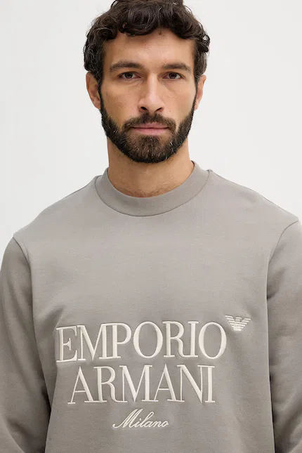 Толстовка из хлопка Emporio Armani, бежевый — фото 4