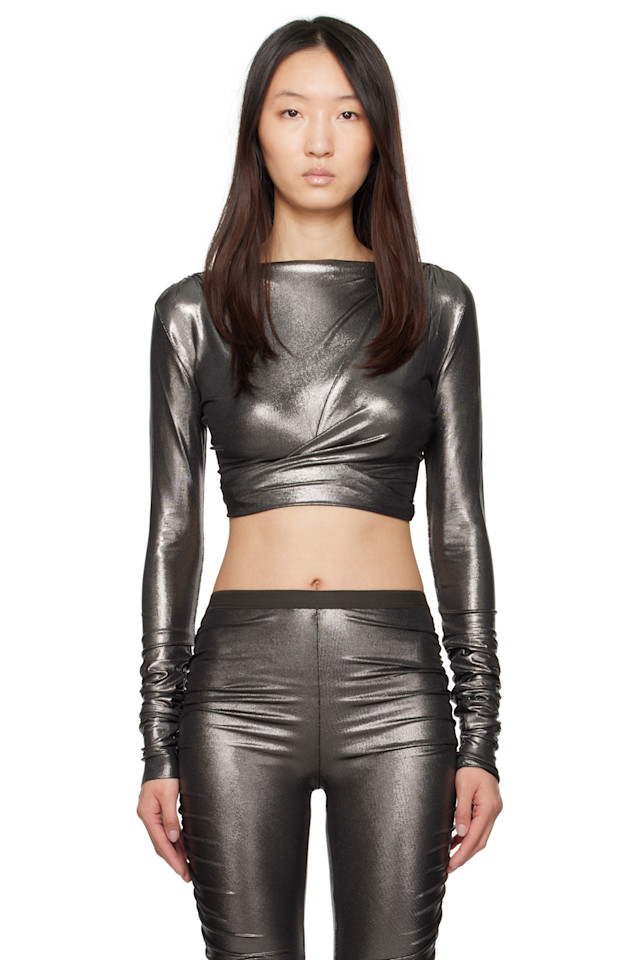 

Кроп-топ Hollywood Jade LS Rick Owens Lilies, цвет gunmetal