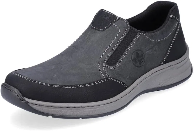 Мужские лоферы Rieker слипоны 14362 со свободной вставкой, Grey Combi 00