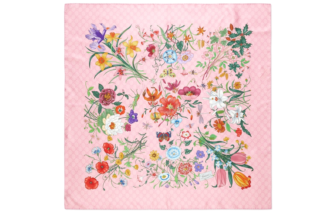 

Шёлковый шарф женский розовый GUCCI