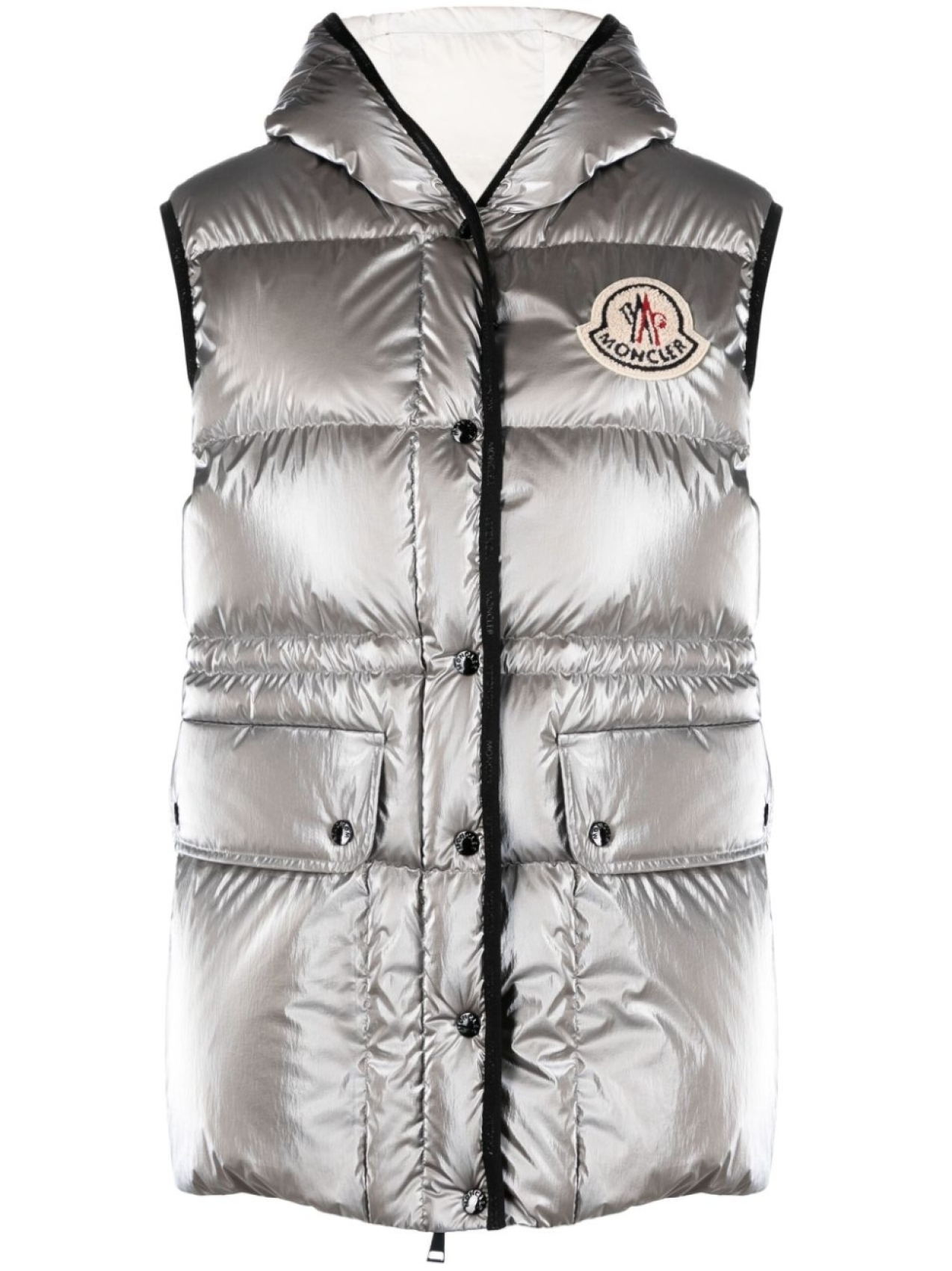 

Moncler дутый жилет Hera с капюшоном, серебристый