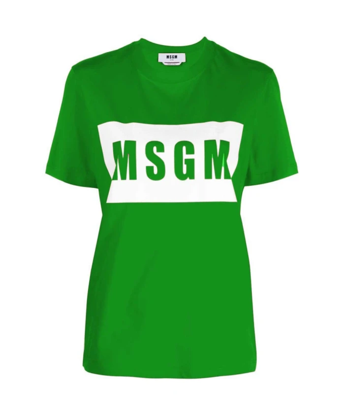 

Зеленая хлопковая футболка для женщин Msgm, зеленый