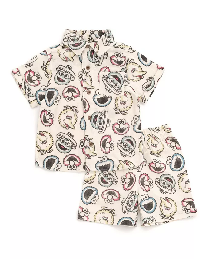 

Детские хлопковые марлевые комбинезоны для мальчиков в семейном стиле Sesame Street, коричневый/бежевый