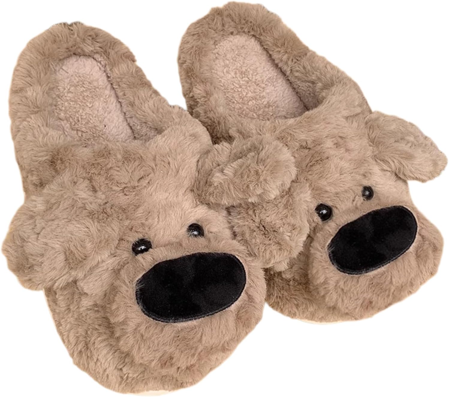

YPNMR Милые зимние пушистые тапочки для женщин и мужчин, домашние тапочки с изображением собачьего домика для пар, теплые зимние тапочки для дома, коричневый