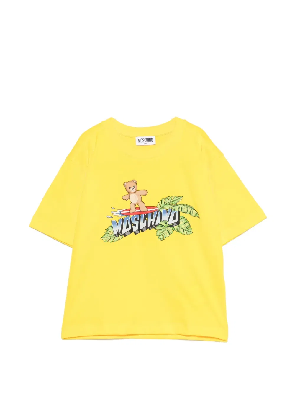 Футболка с круглым вырезом и принтом Moschino Kids, желтый