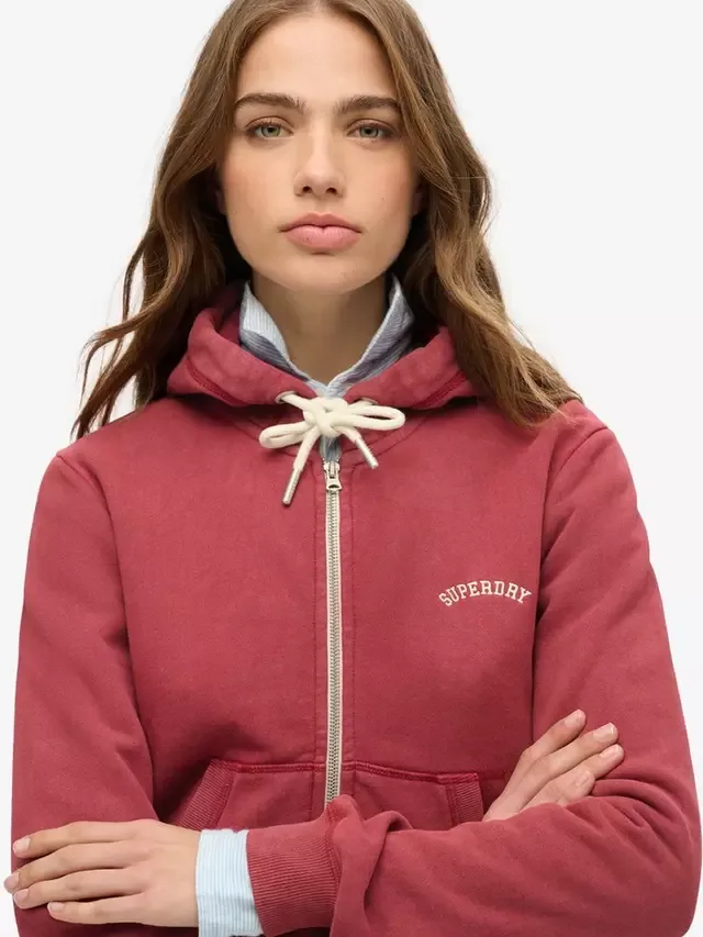 Спортивная укороченная толстовка на молнии Superdry, Bordeaux Red — фото 4