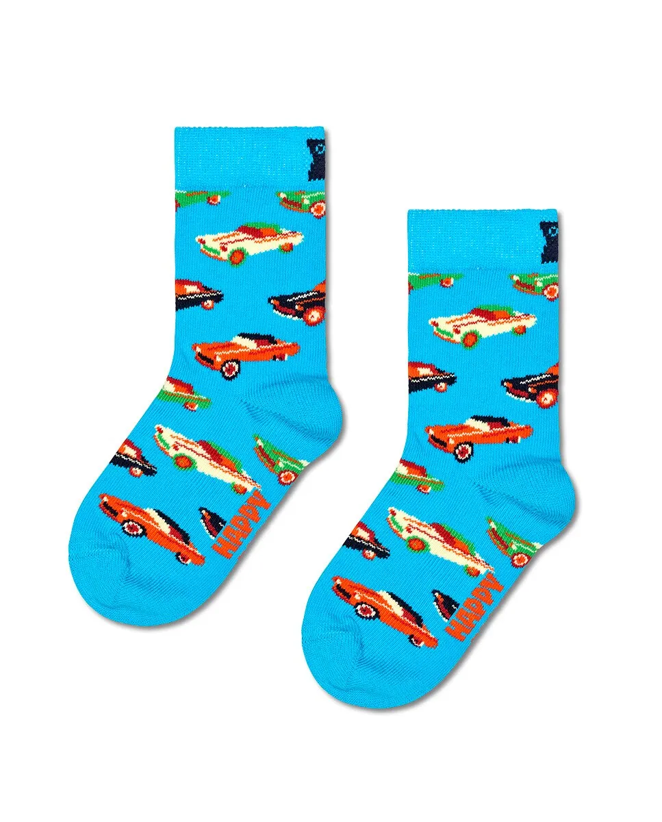 

Длинный носок с машинками Happy Socks, светло-голубой