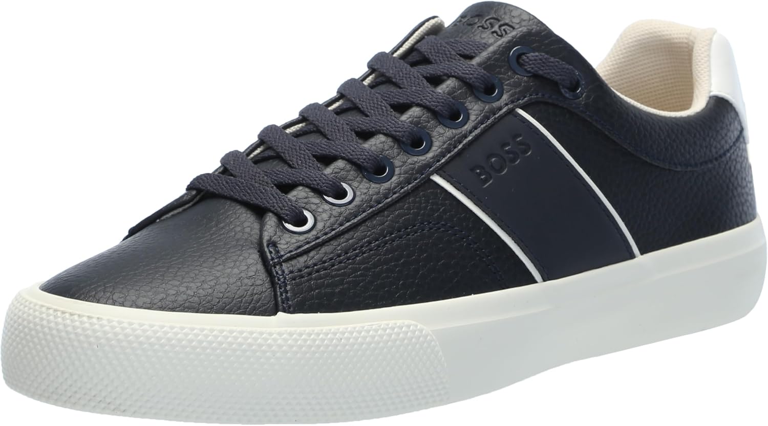 

BOSS мужские кожаные кроссовки Aiden Logo Block низкие, Blueberry Blue