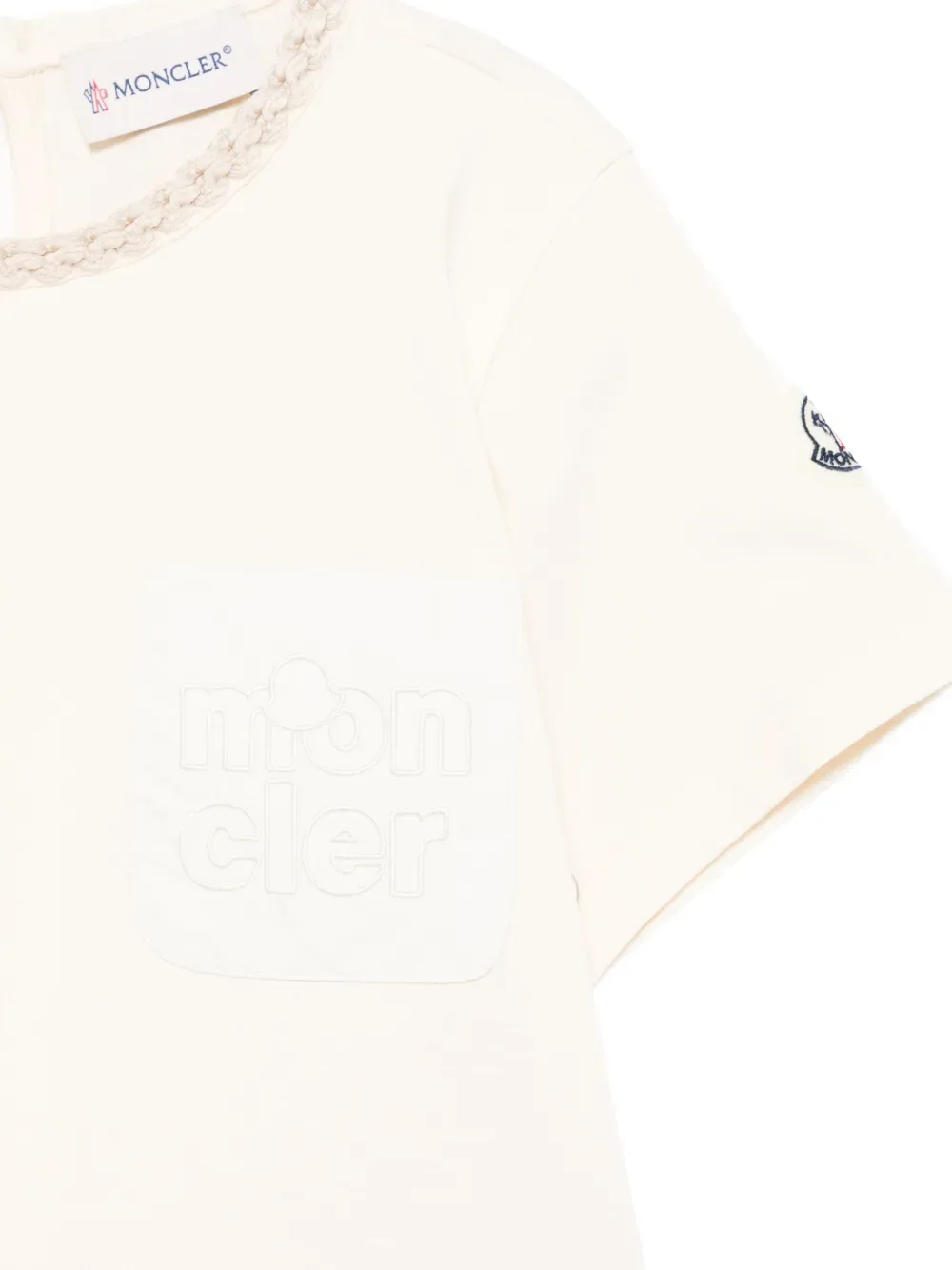 Футболка с нашивкой-логотипом Moncler Enfant, бежевый — фото 3