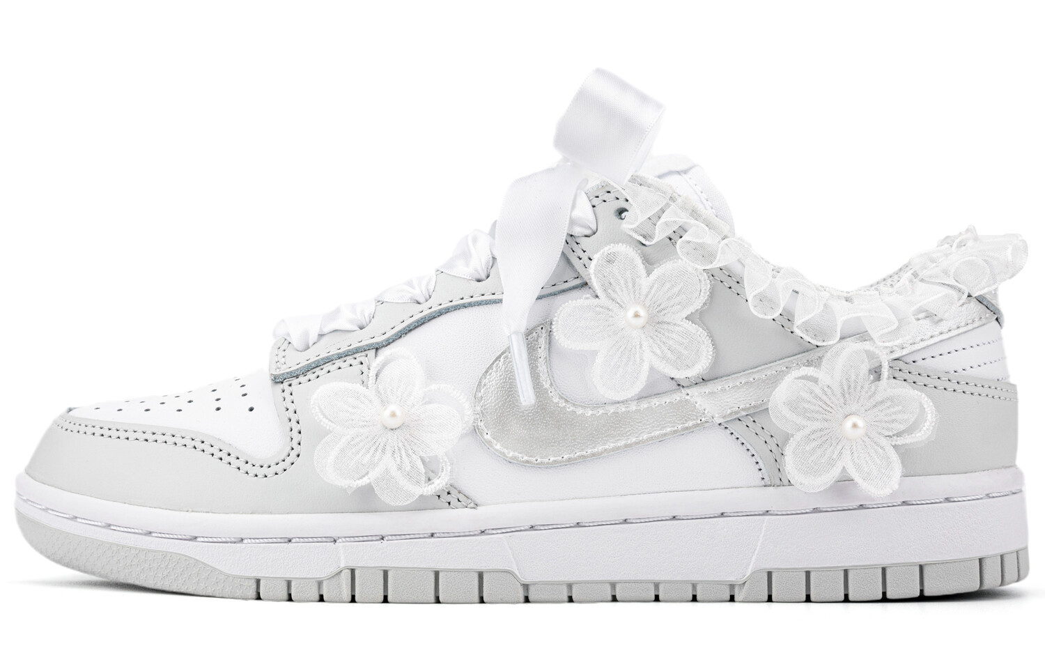 

Кроссовки Nike Dunk Skateboard Shoes Women's Low-Top White Silver