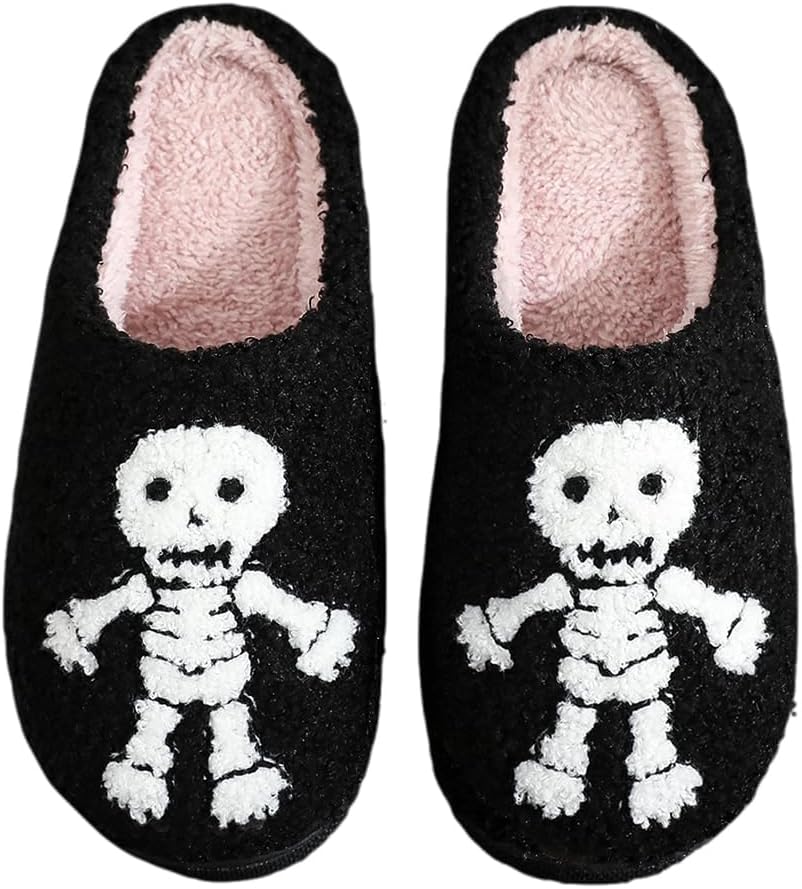 

Домашние тапочки на Хэллоуин для женщин и мужчин - уютные плюшевые домашние тапочки с нескользящей подошвой, милые изображения привидений/тыкв/летучих мышей, нескользящие, удобные для дома, для взрослых Hi-Y2Kgirls, A06