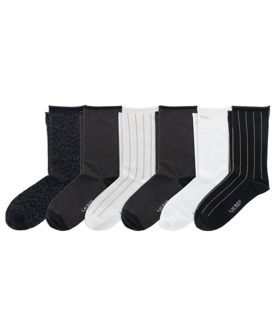 

Женские носки Holiday Shine Crew Socks, упаковка из 6 штук Lauren Ralph Lauren, Black Assorted