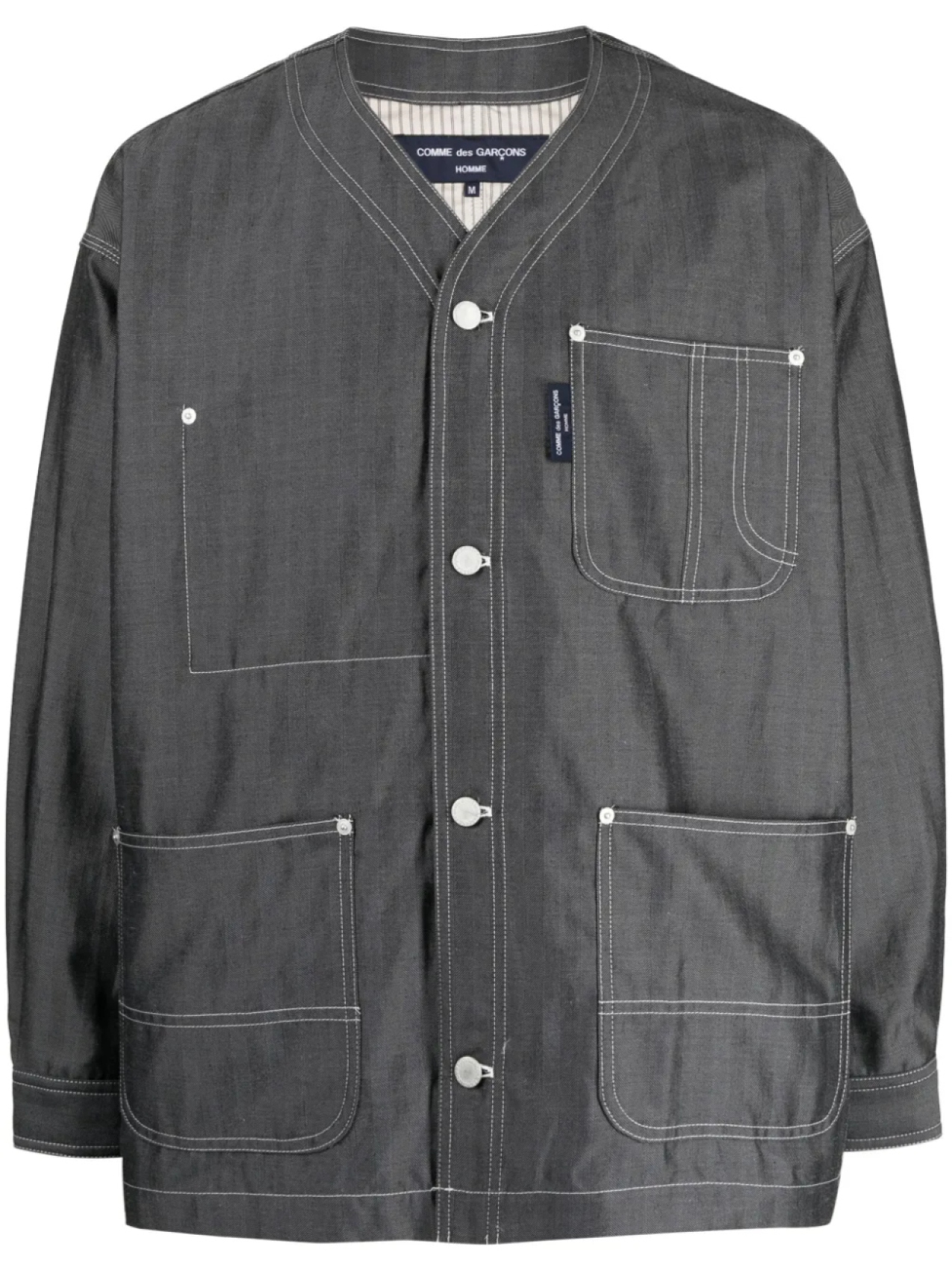 

Comme des Garçons Homme куртка-рубашка с контрастной строчкой, черный