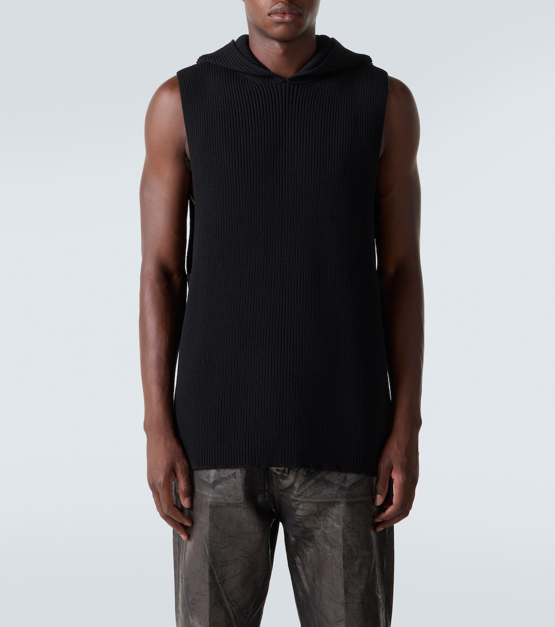 Жилет-свитер из натуральной шерсти в рубчик Rick Owens, черный — фото 3