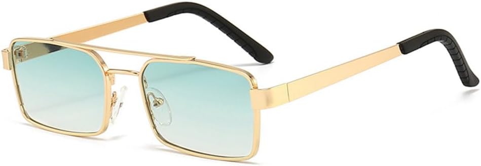 

Солнцезащитные очки в стиле ретро с двойной перемычкой для женщин, модные очки с металлическим градиентом, винтажные солнцезащитные очки с полой оправой для мужчин MTZJH, Green Gold