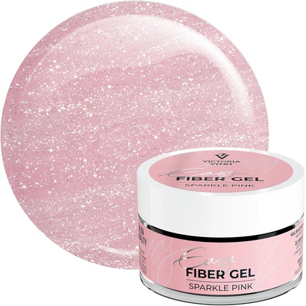 

Сверкающий УФ/LED строительный гель Easy Fiber Gel для маникюра с блестками Pink 15 мл Victoria Vynn