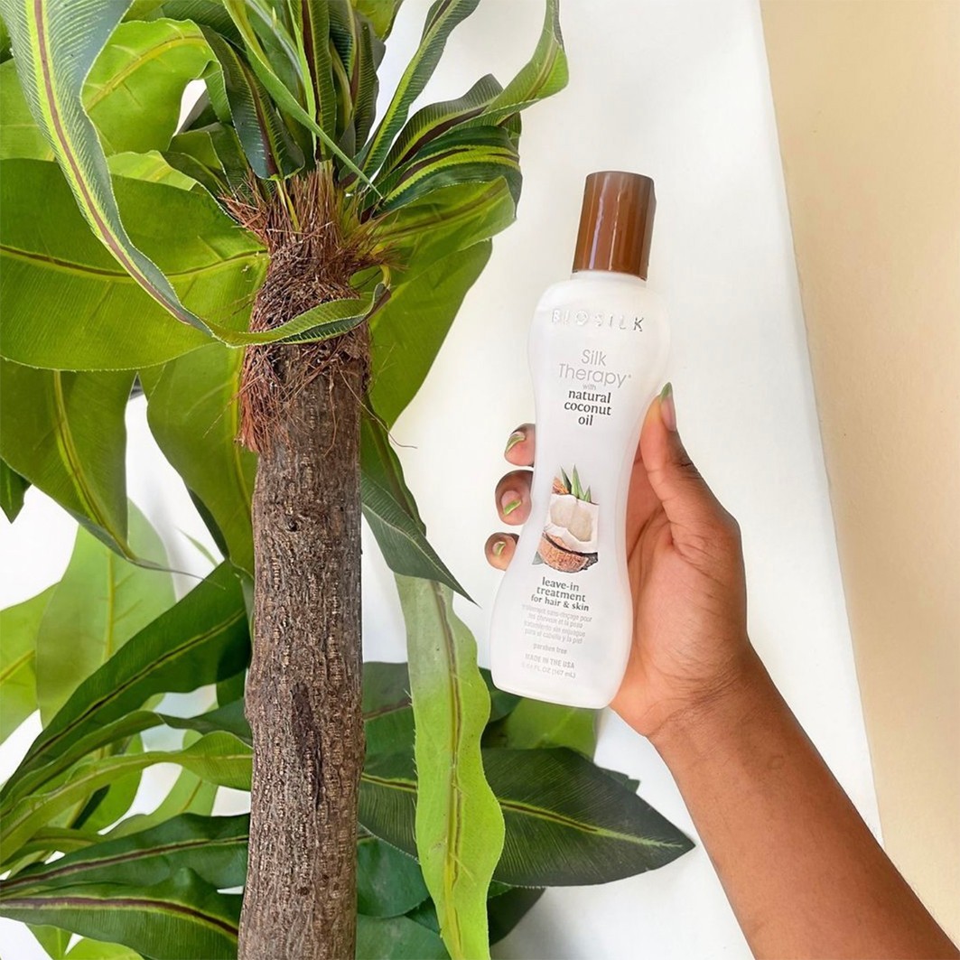 Набор для ухода за волосами silk therapy silk therapy with coconut oil leave in treatment Biosilk, объем 167 мл. — фото 2