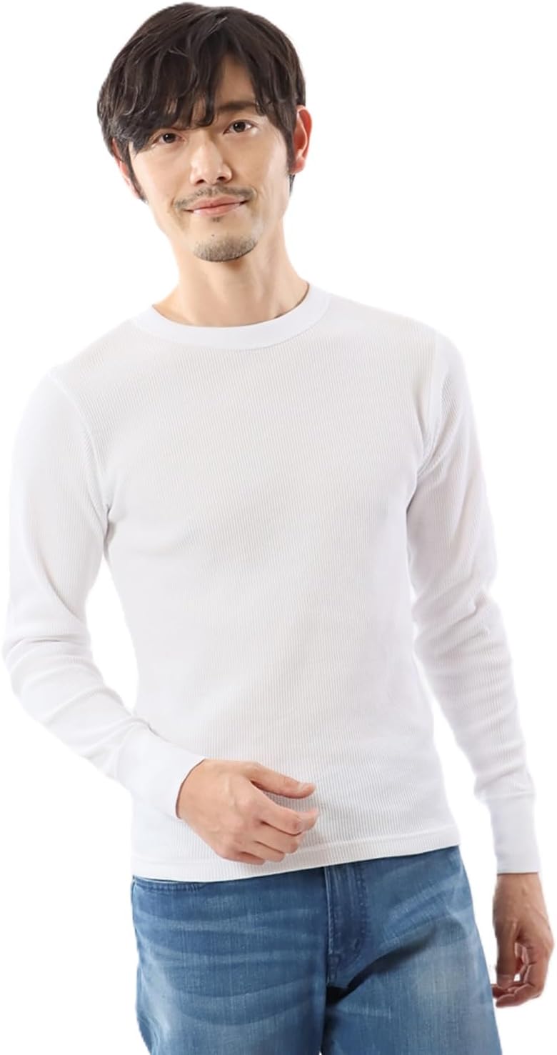 

Мужская футболка Hanes HM4-Q103 с длинным рукавом, термофутболка, защита от холода, теплая, круглый вырез, длинный рукав, однотонная, вафельная, BEEFY Thermal Crew Neck, белый