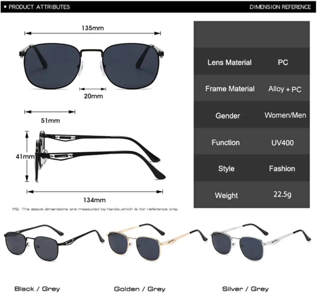 

Металлические солнцезащитные очки для женщин и мужчин в стиле ретро с прозрачными линзами и градиентом, защита от УФ-излучения UV400, панк UATXTAU, Golden Grey