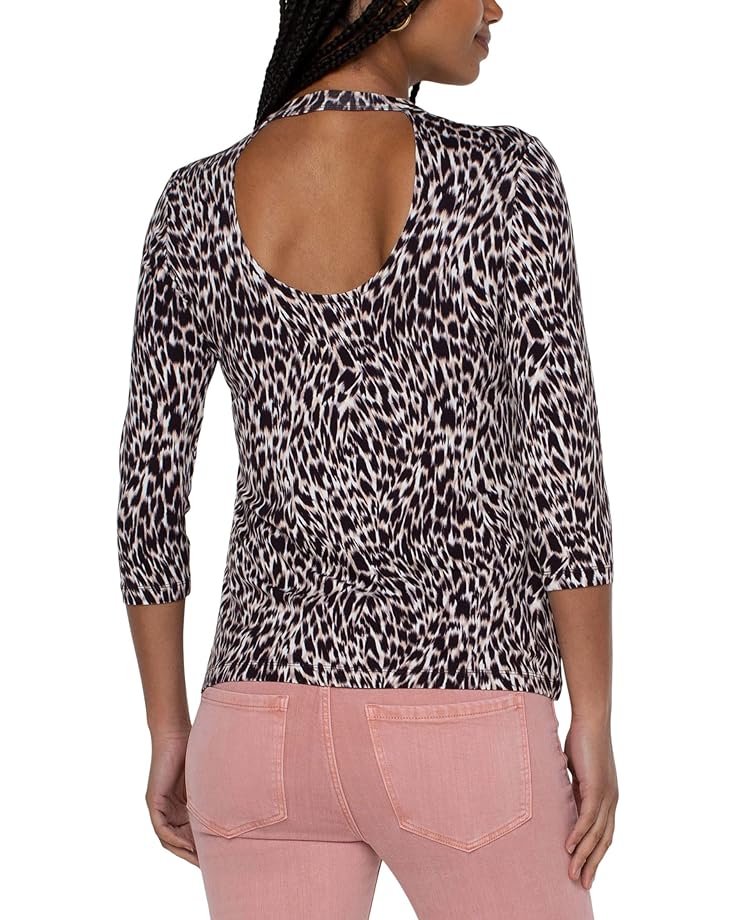 

Топ Liverpool Los Angeles Elbow Sleeve Scoopback Mock Neck Knit Top, цвет Painterly Animal Print