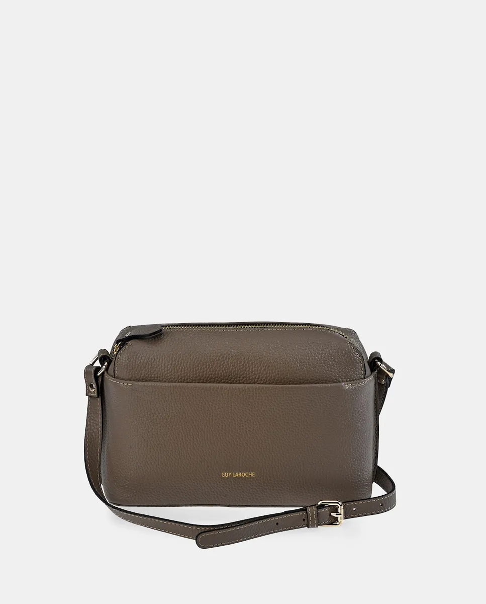 

Кожаная сумка через плечо с передним карманом Guy Laroche, серо-коричневый