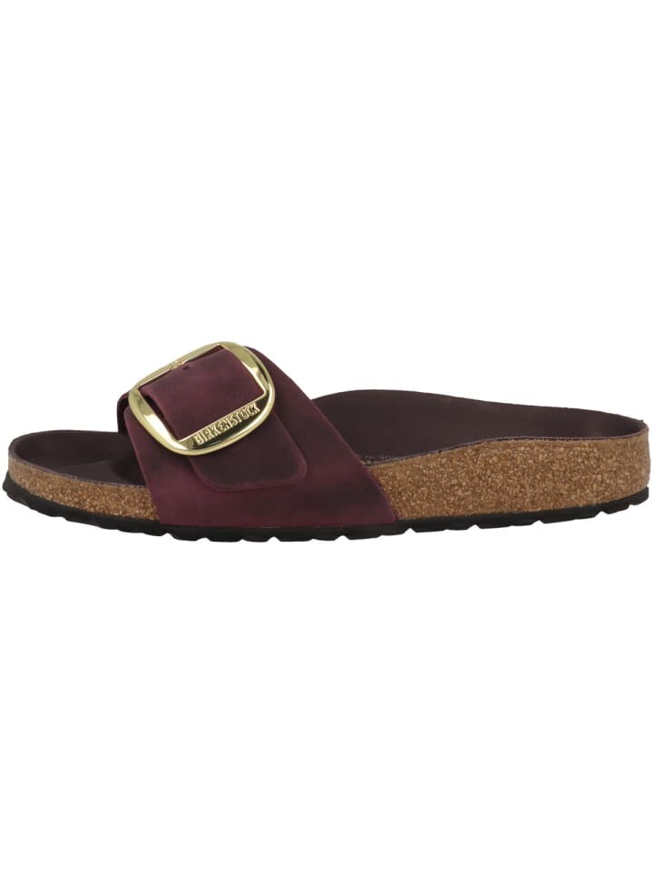 

Сандалии Birkenstock Pantolette Madrid Big Buckle geöltes Nubukleder schmal, бордо