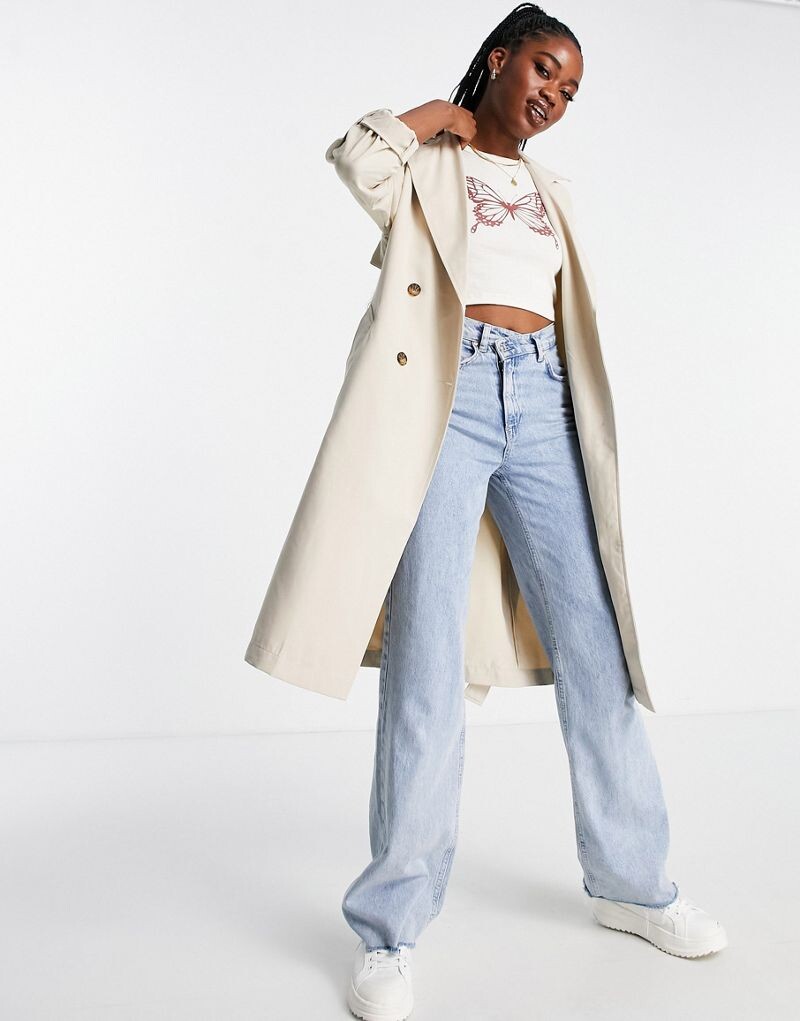 

Тренч Stradivarius из светлого камня