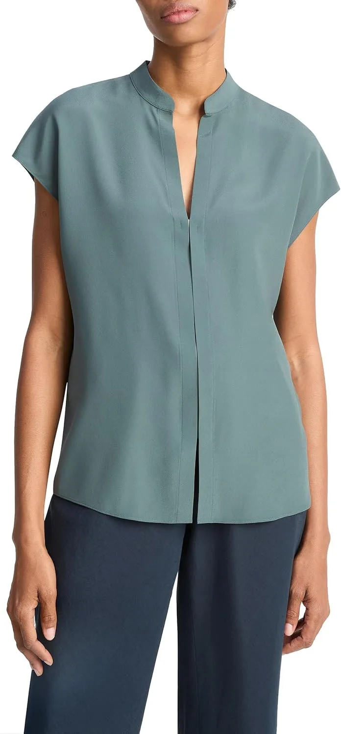 

Блузка Vince Women's Cap SLV с контрастным скрытым карманом