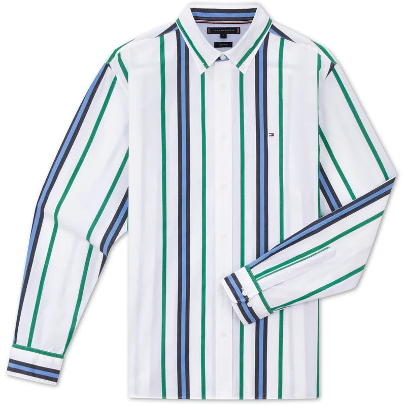 Tommy Hilfiger Рубашка мужская Blue Green White Stripes — фото 3