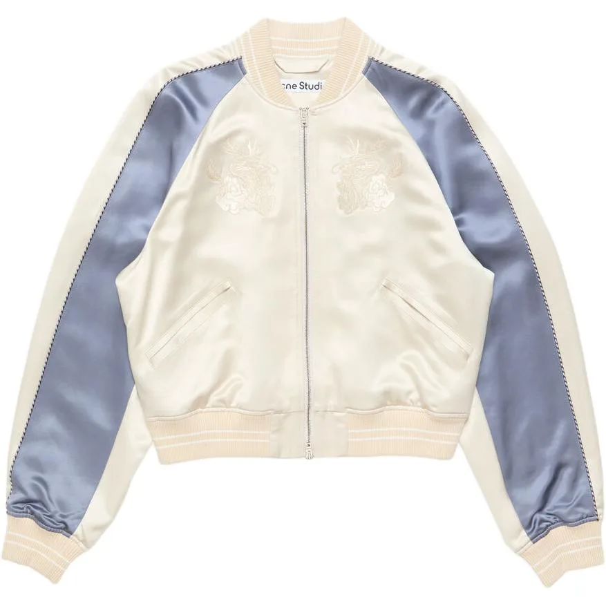 SS26 Satin Bomber Jacket Acne Studios, экрю