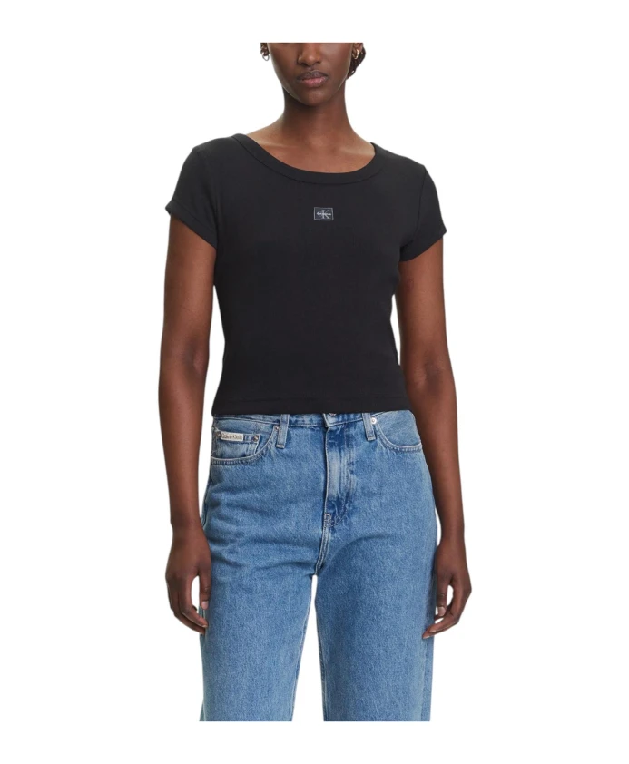 

Черная женская футболка с круглым вырезом Calvin Klein Jeans, черный