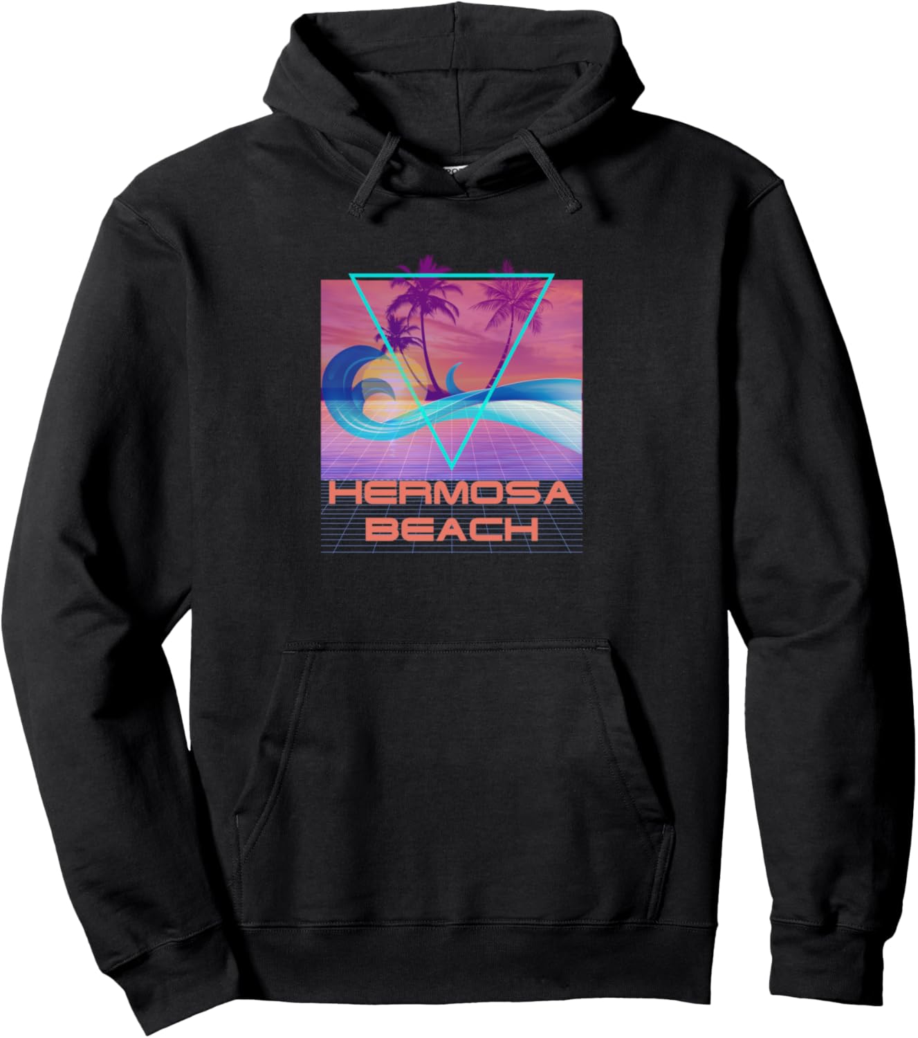 

Худи в стиле ретро 80-х, вейпорвейв, пляжный отдых, Хермоса-Бич Hermosa Beach Retro Souvenir Apparel, черный