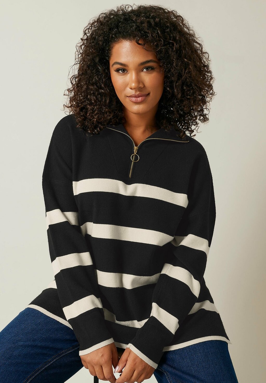 

Джемпер STRIPE QUARTER ZIP Evans, антрацит
